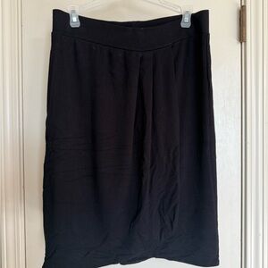 CAbi Black Midi Pencil Skirt with Pleated Style for Work